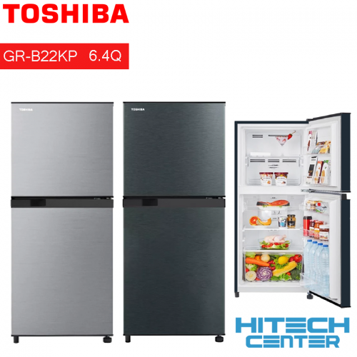 TOSHIBA ตู้เย็น 2 ประตู โตชิบา ขนาด 6.4 คิว รุ่น GR-B22KP มี 2 สีให้เลือก สีดำBG สีเงินSS